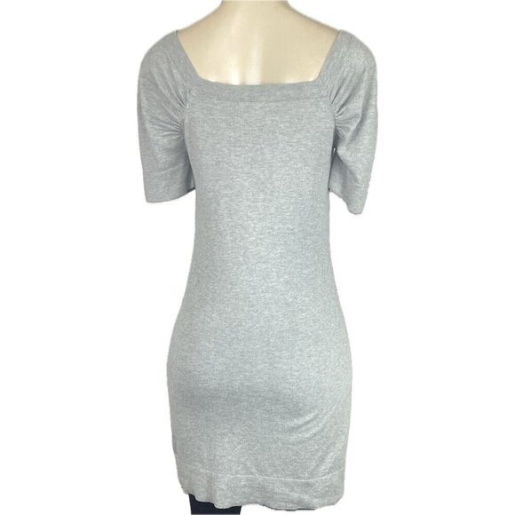 Banana Republic PS Gray Heather Square Neck Silk Cashmere Mix Short Sleeve Dress - Picture 4 of 6